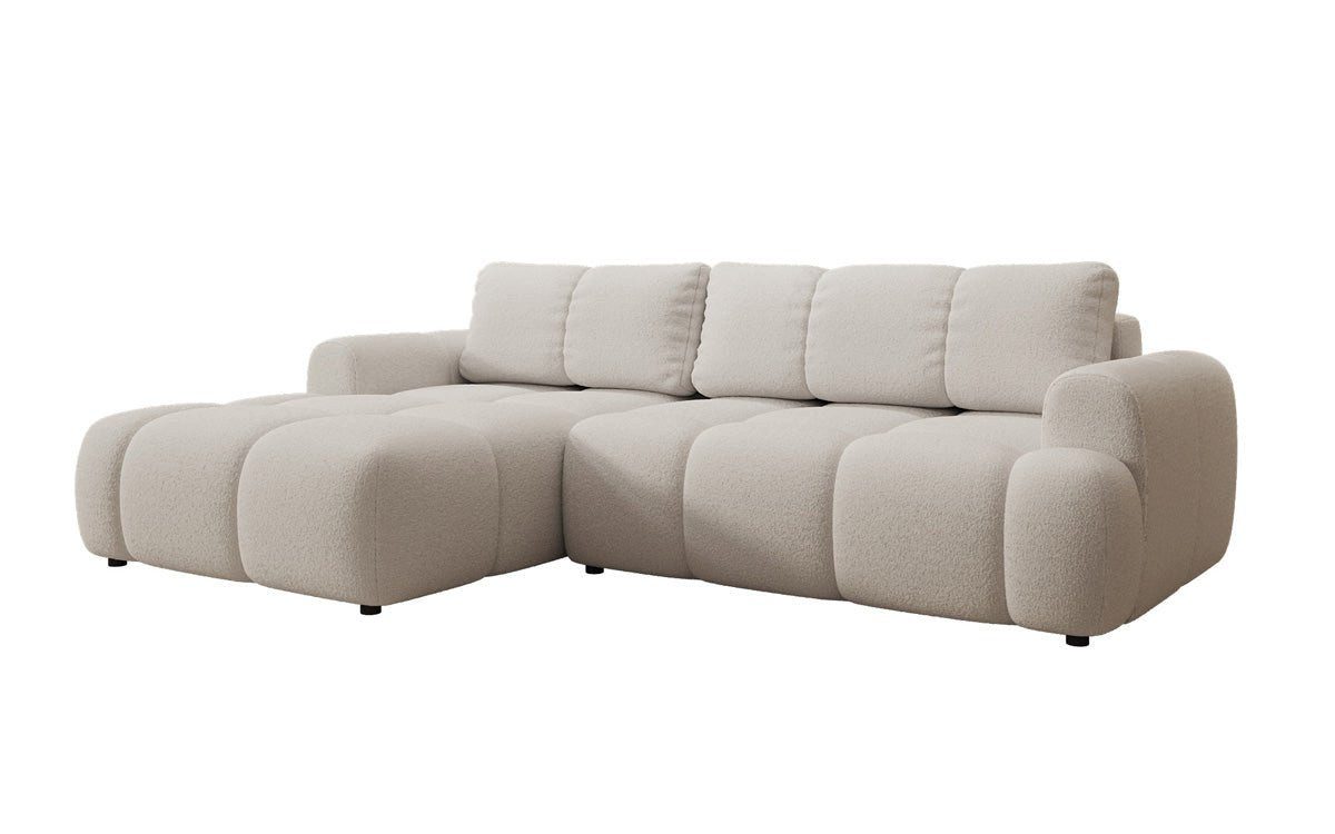 Luxusbetten24 Schlafsofa Designer Sofa Analfi L in Bouclé, mit Stauraum und Schlaffunktion