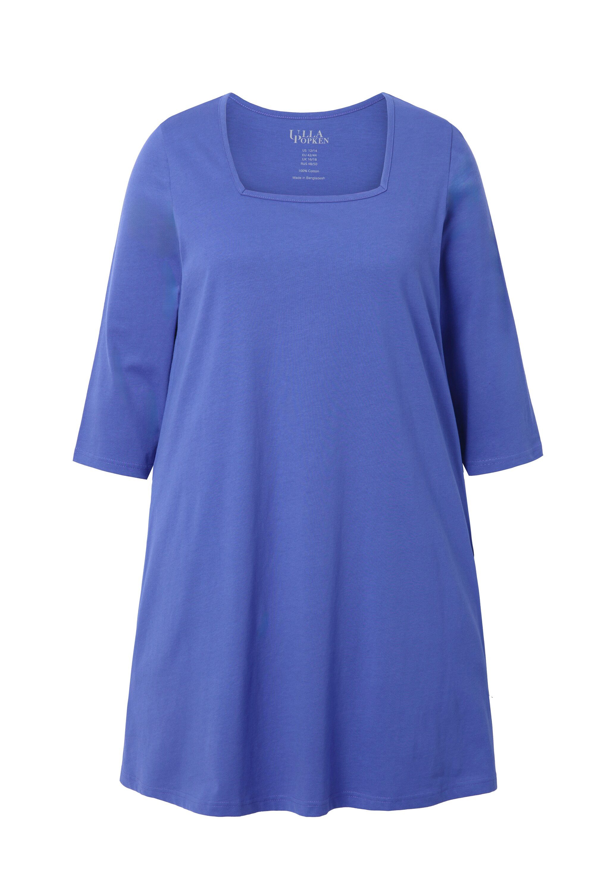 Ulla Popken Longshirt Longshirt A-Linie Carré-Ausschnitt 3/4-Arm günstig online kaufen