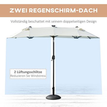 Outsunny Sonnenschirm Doppelseitiger Regenschirm, LxB: 295x150 cm, Gartenschirm, Marktschirm mit LED, BxLxH: 150x295x219 cm