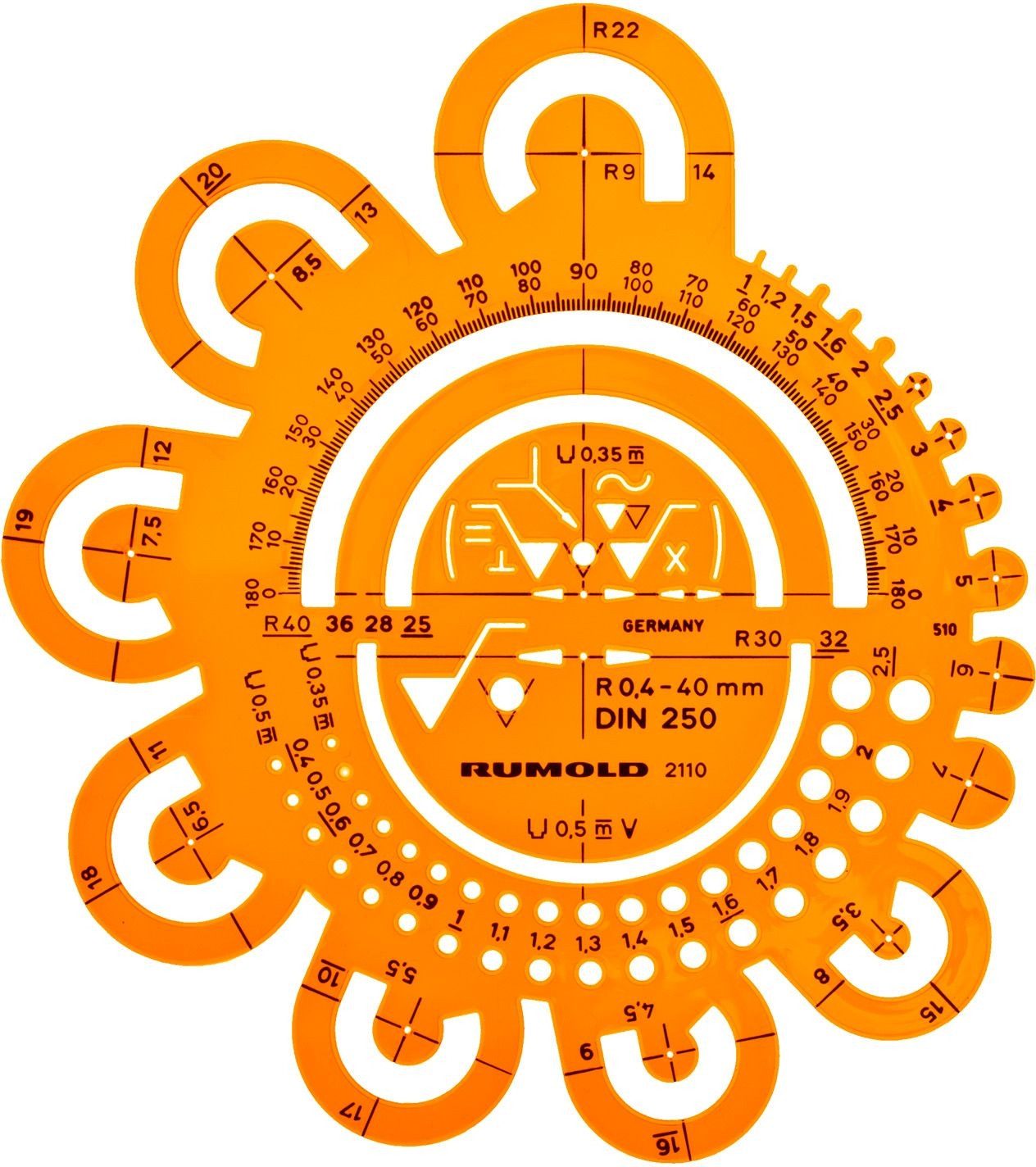 Rumold Zeichenschablone Abrundungsschablone nach DIN 250