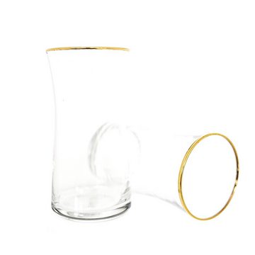 Pasabahce Glas Heybeli 6er Set Trinkgläser mit Gold Umrandung aus Glas 345 ml