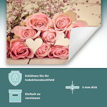 Decorwelt Herd-Abdeckplatte Herdabdeckplatte Kunststoff Aufrollbare Matte Küche Rosen Blumen Herd, (30x52, 1 tlg), für alle Herdarten excl. Gasherde