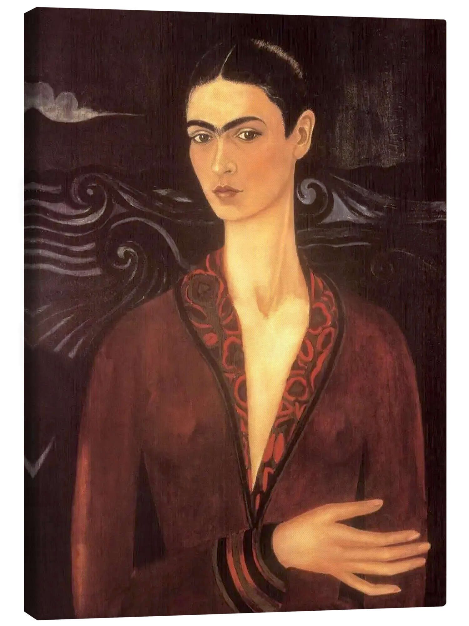 Wandbild Selbstporträt in einem Samtkleid, 1926