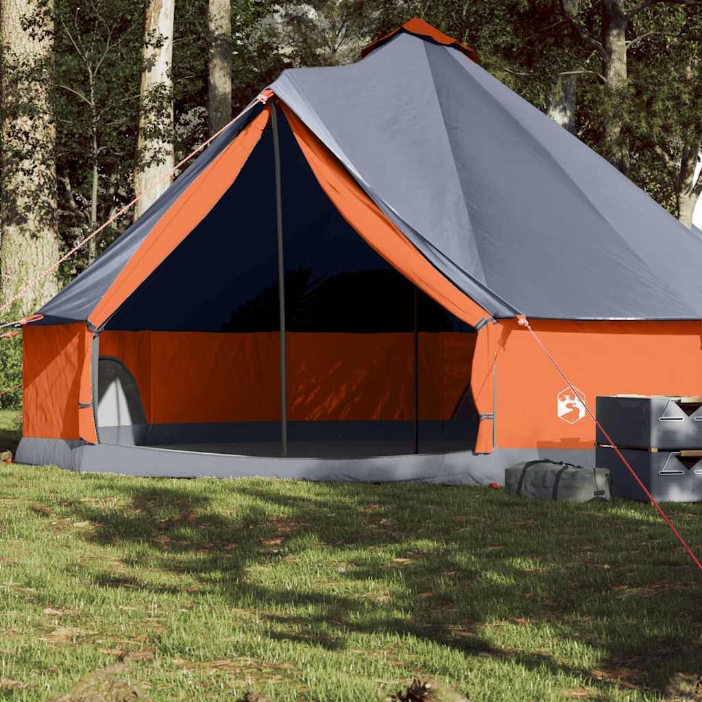 Faltzelt Familienzelt Tipi 410x410x250 cm Grau-Orange