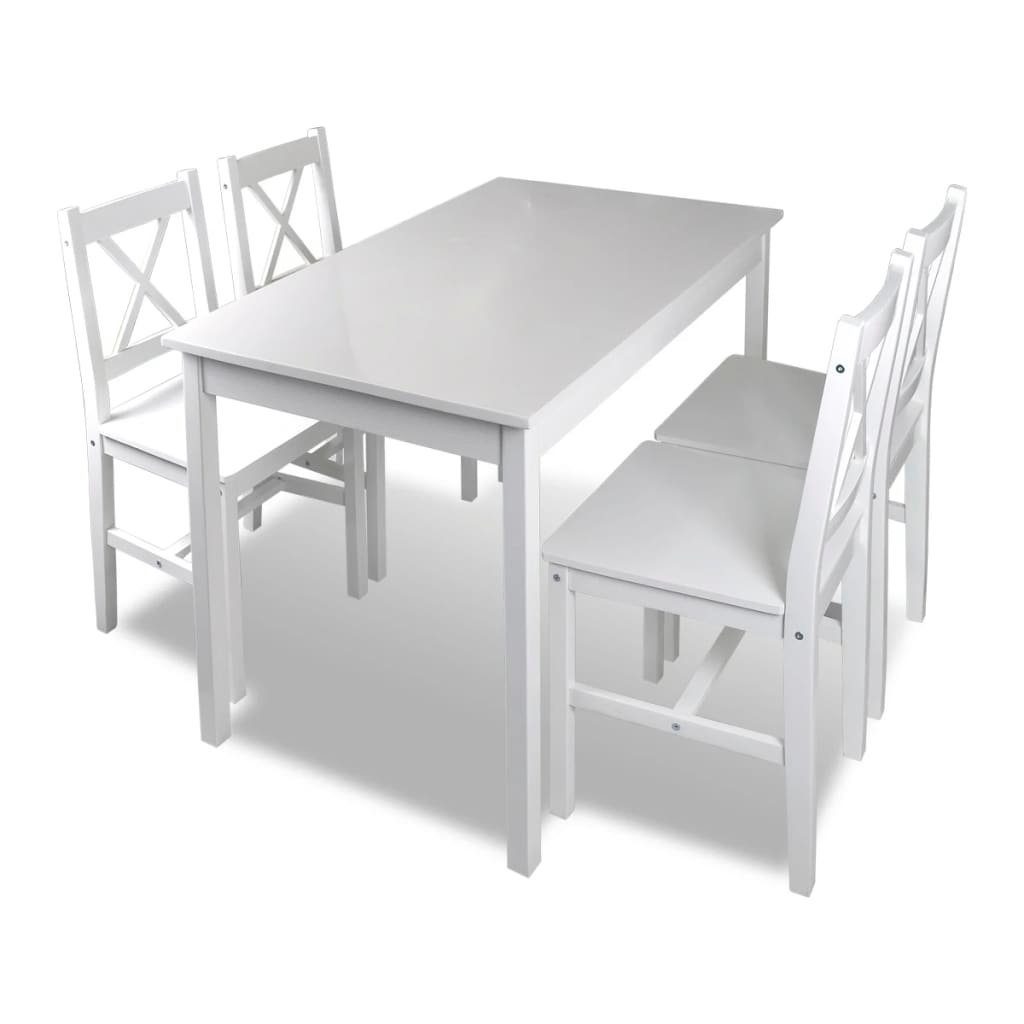 Stühlen für (5-tlg), DOTMALL Weiß Sitzgruppe Esszimmer Küchentisch mit 4 Essgruppe