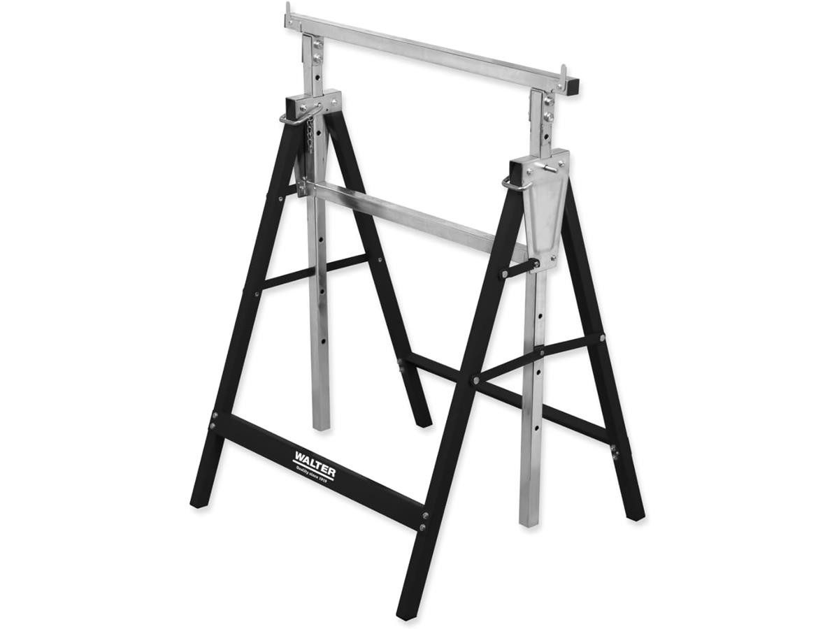 WALTER Unterstellbock höhenverstellbar, 200 kg max. Belastbarkeit, (Set), Stabiler Auflagebalken, Rutschfeste Standfläche von Walter