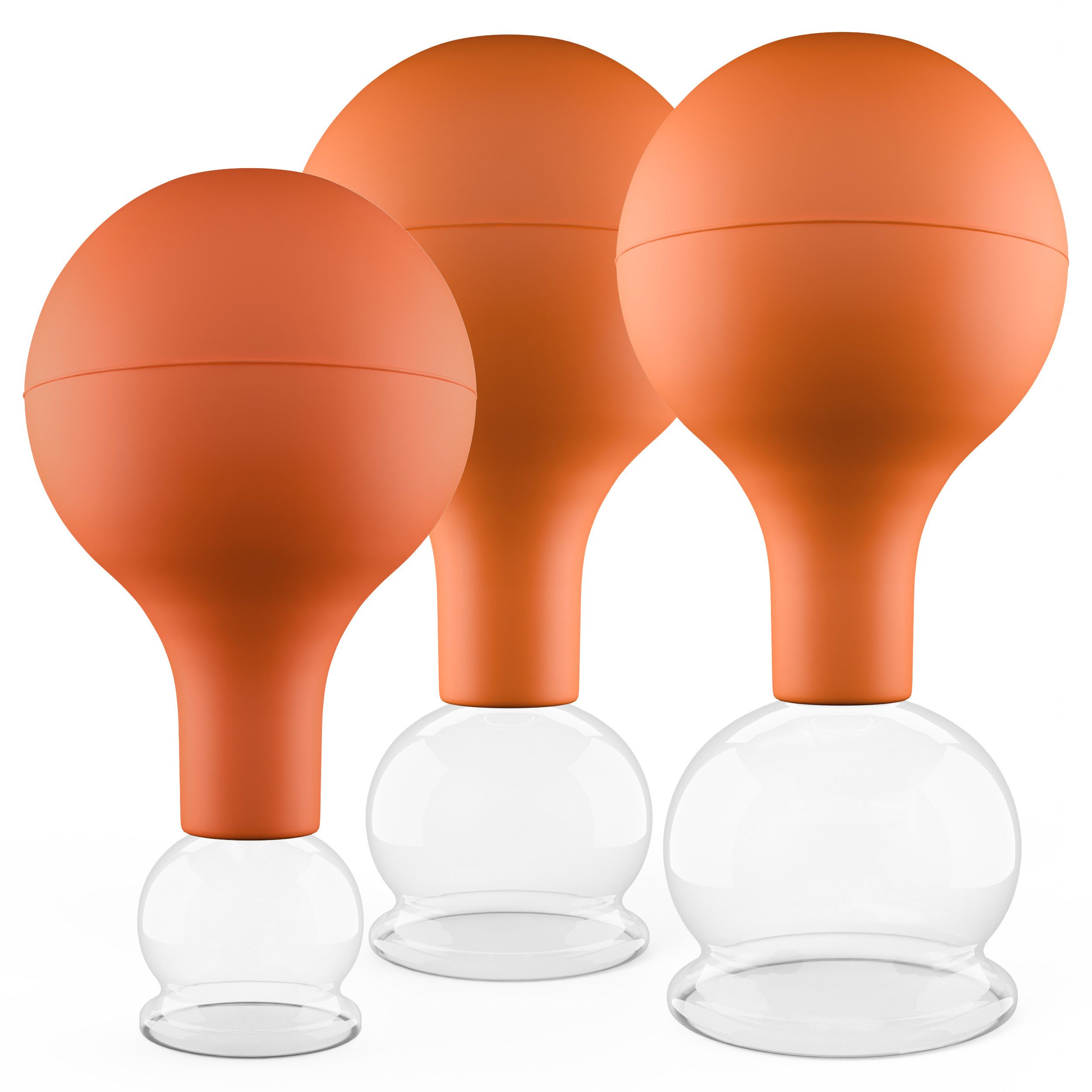 pulox Vakuum-Massager Schröpfgläser Set aus Echtglas 3 Stück klein Braun