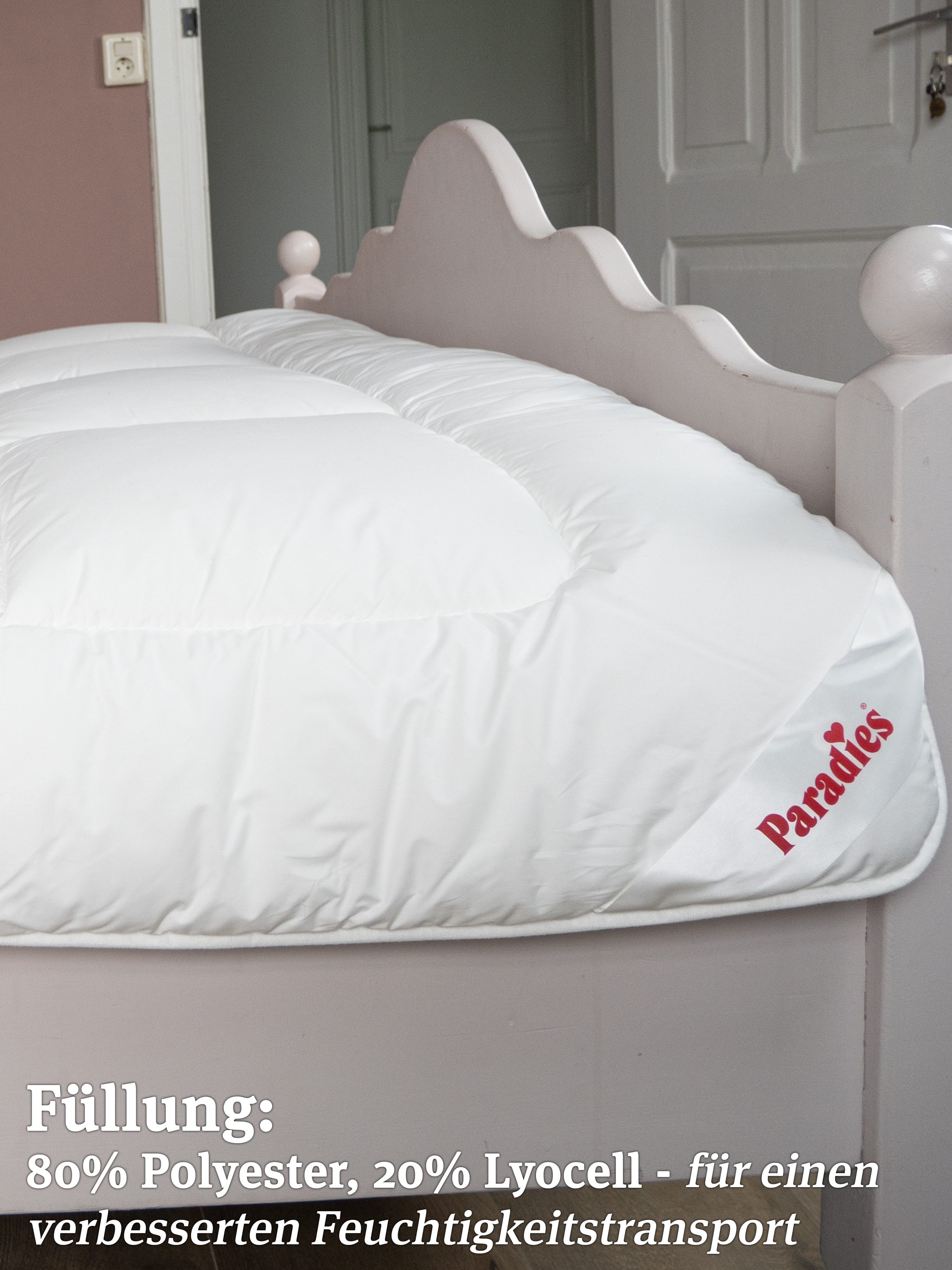 Paradies Kunstfaserbettdecke Avera, Füllung: 80% Polyester, 20% Lyocell, Bezug: 100% Baumwolle, atmungsaktive Lyocell Ganzjahresdecke