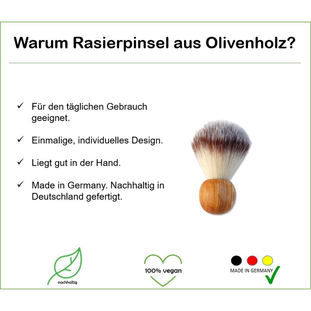 Olivenholz-erleben Rasierpinsel Rasierpinsel 1 tlg., RONDO nachhaltig Dachshaar, mit dekorativ, echtem