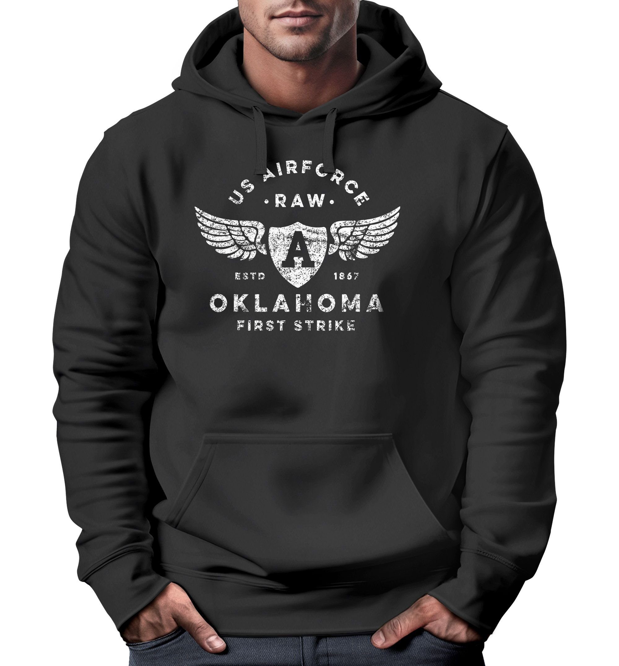 Hoodie Hoodie Herren Print US Airforce Oklahoma Aviator Kapuzen-Pullover