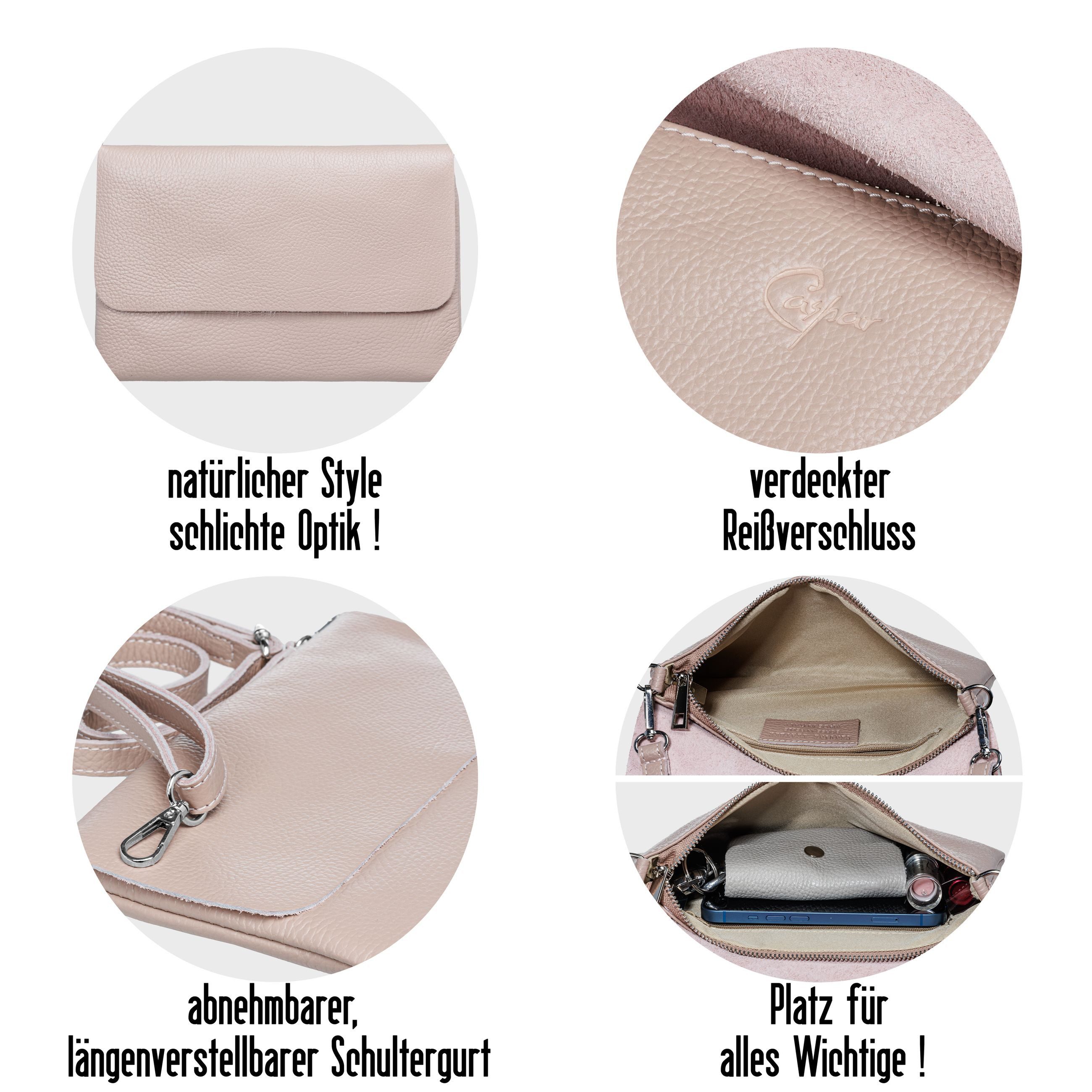 Caspar Clutch Abendtasche Damen Leder Handtasche - CLASSIC LINE - Modell No.835, leicht, elegant & unempfindlich - 100% Echtleder - Handmade in Italy – Bild 5 von 5