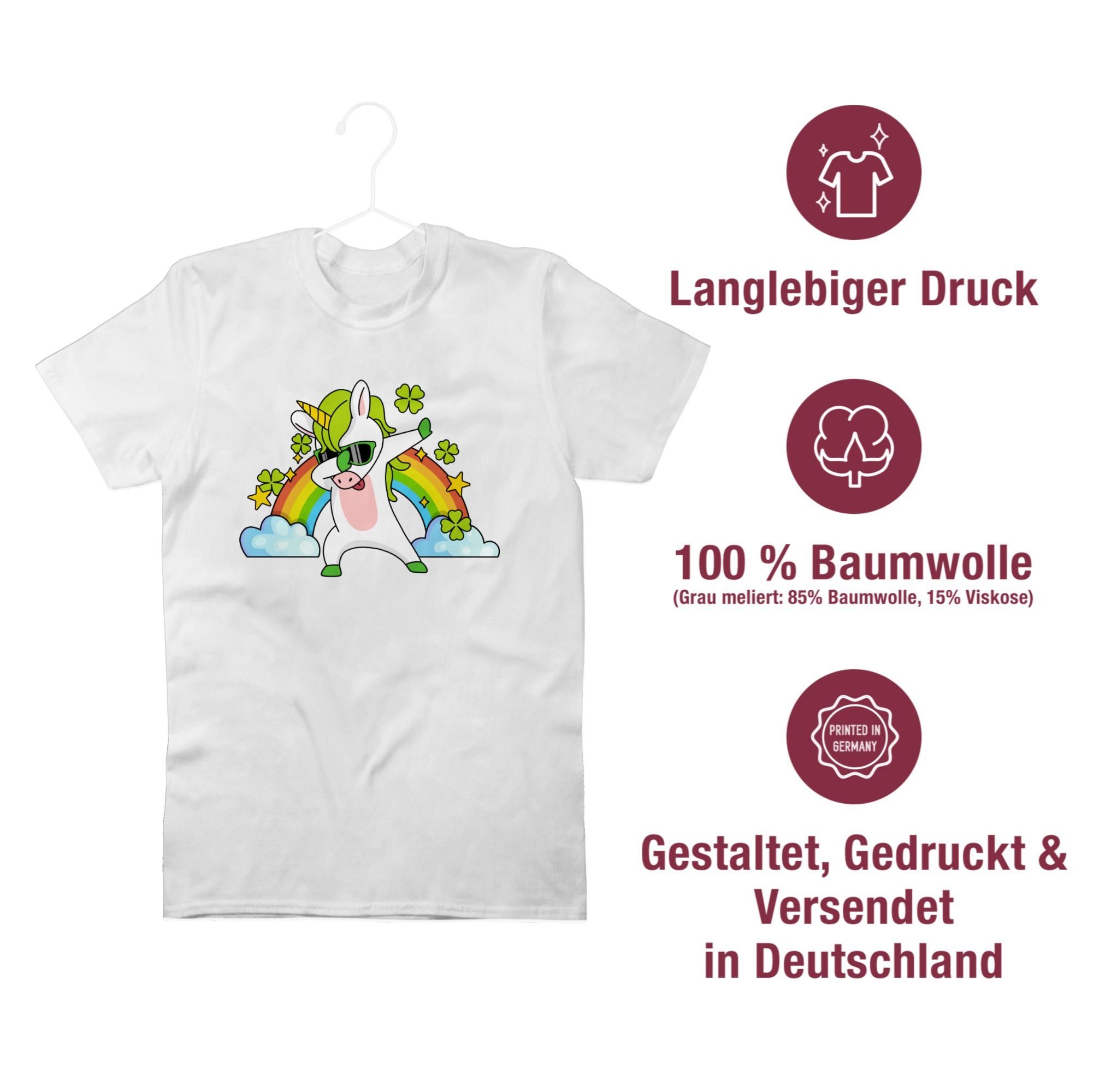 T-Shirt Regenbogen Kleeblatt Weiß Day 03 Shirtracer St. Einhorn Patricks Dabbendes