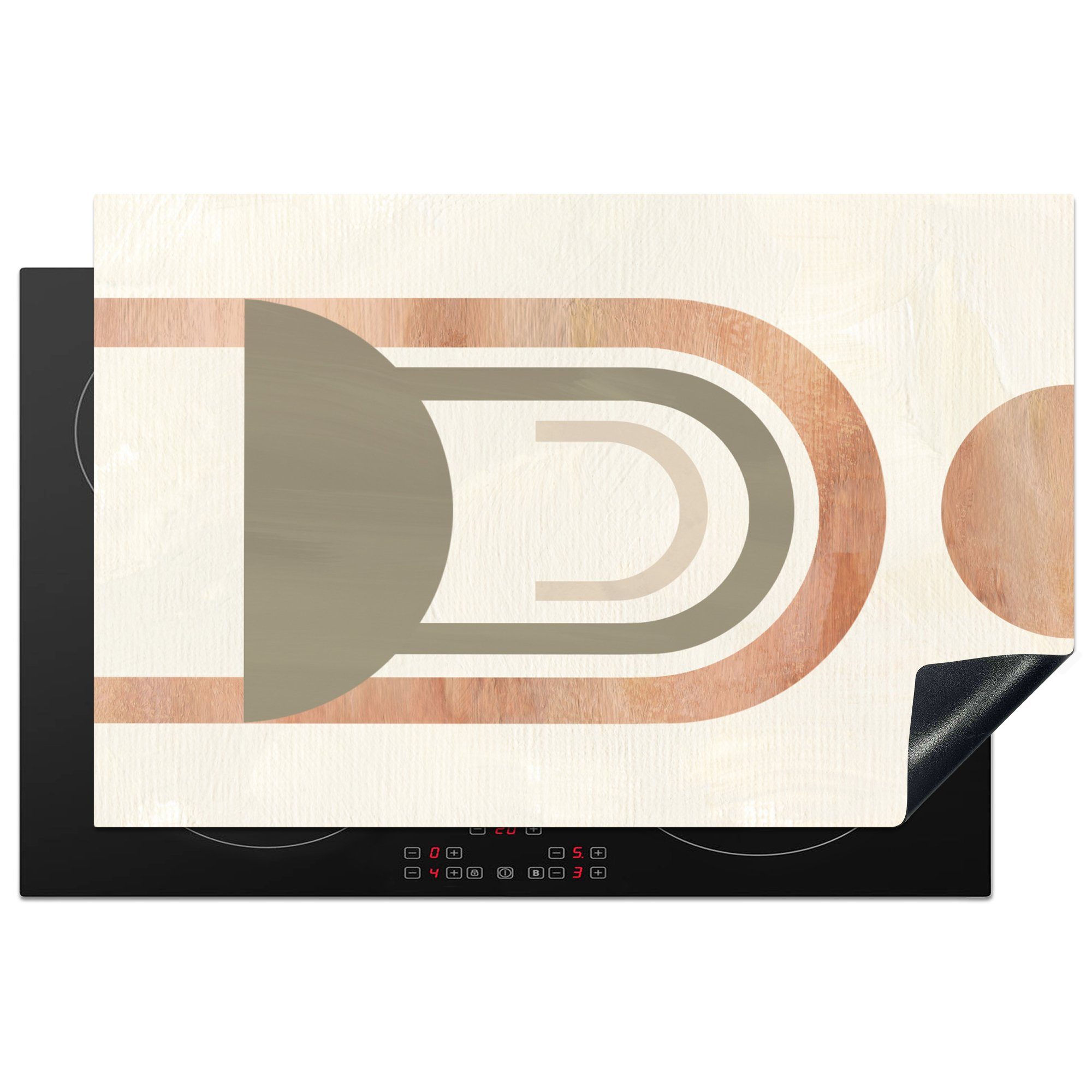 MuchoWow Herdblende-/Abdeckplatte Kreis - Abstrakt - Design, Vinyl, (1 tlg), 81x52 cm, Induktionskochfeld Schutz für die küche, Ceranfeldabdeckung