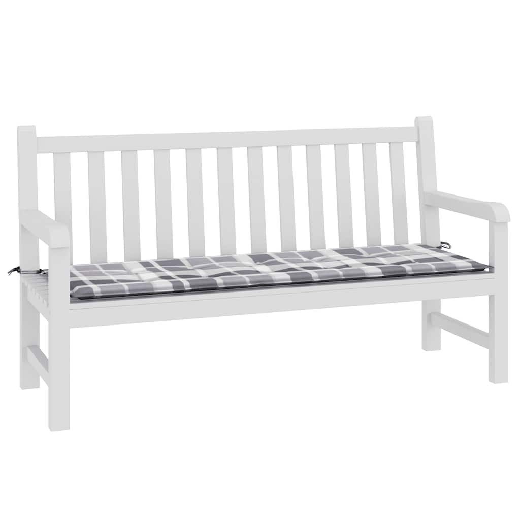 vidaXL Sitzauflage Gartenbank-Auflage Grau Karomuster 150x50x4 günstig online kaufen