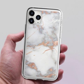 DeinDesign Handyhülle Gold Marmor Glitzer Look White and Golden Marble Look, Apple iPhone 11 Pro Max Silikon Hülle Bumper Case Handy Schutzhülle