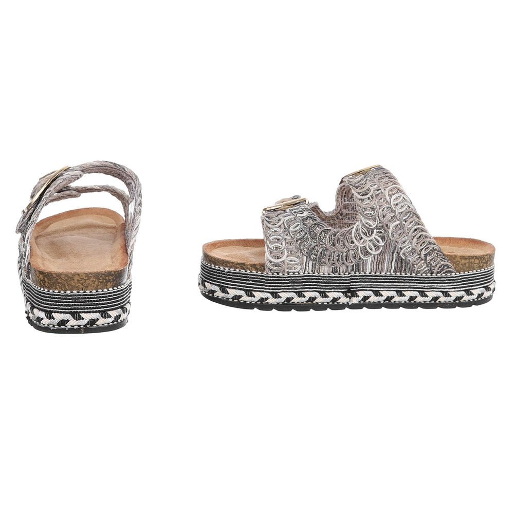 Ital-Design Elegante Sandalen mit Komfort und stilvollen Riemen Plateausandaletten (91512147) Flach Pantoletten in Schwarz – Bild 5 von 5