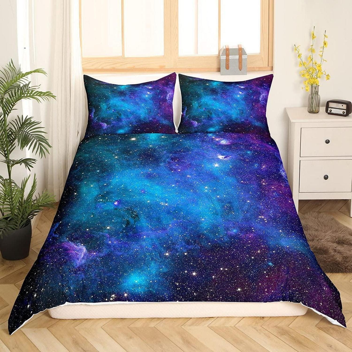 LuxusKollektion Jugendbettwäsche Bettwäsche Set 135x200 Galaxie Sternenhimmel