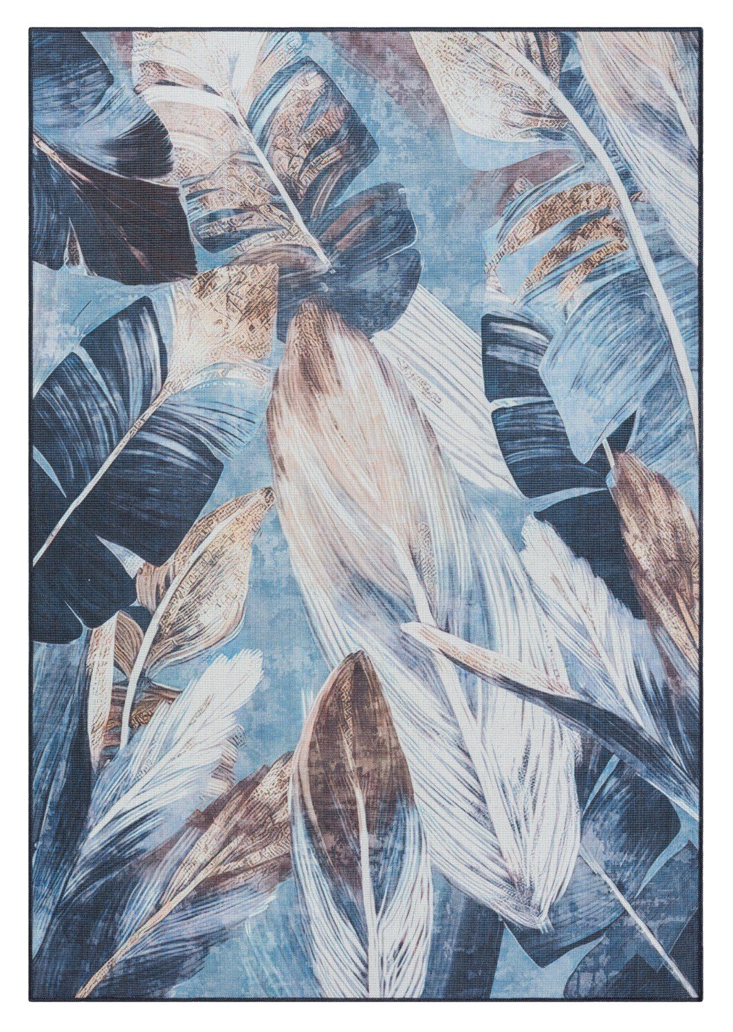 Wohnando Teppich MY-RUG Waschbarer Teppich "Nixie" 160x230cm, blau, rechteckig, Höhe: 10 mm, In-und Outdoorteppich, maschinen waschbar bis 30Grad