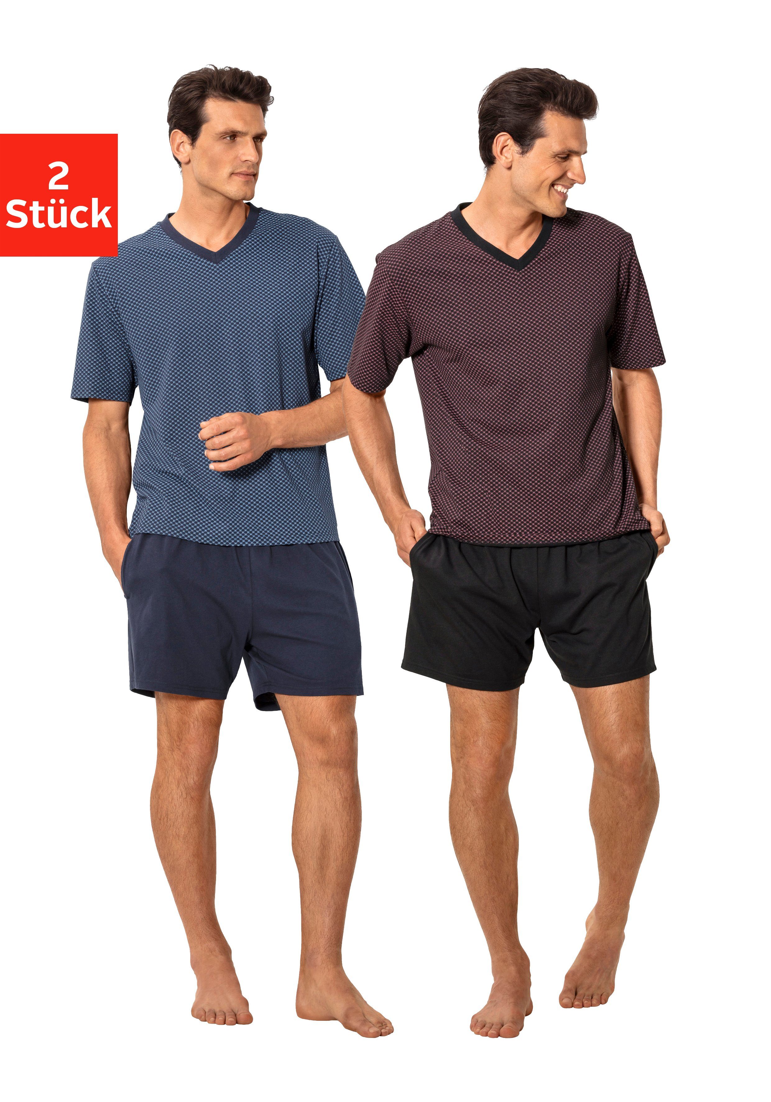 jogger® Stück) Allovermuster mit (Packung, tlg., 2 le Shorty 4 Oberteile