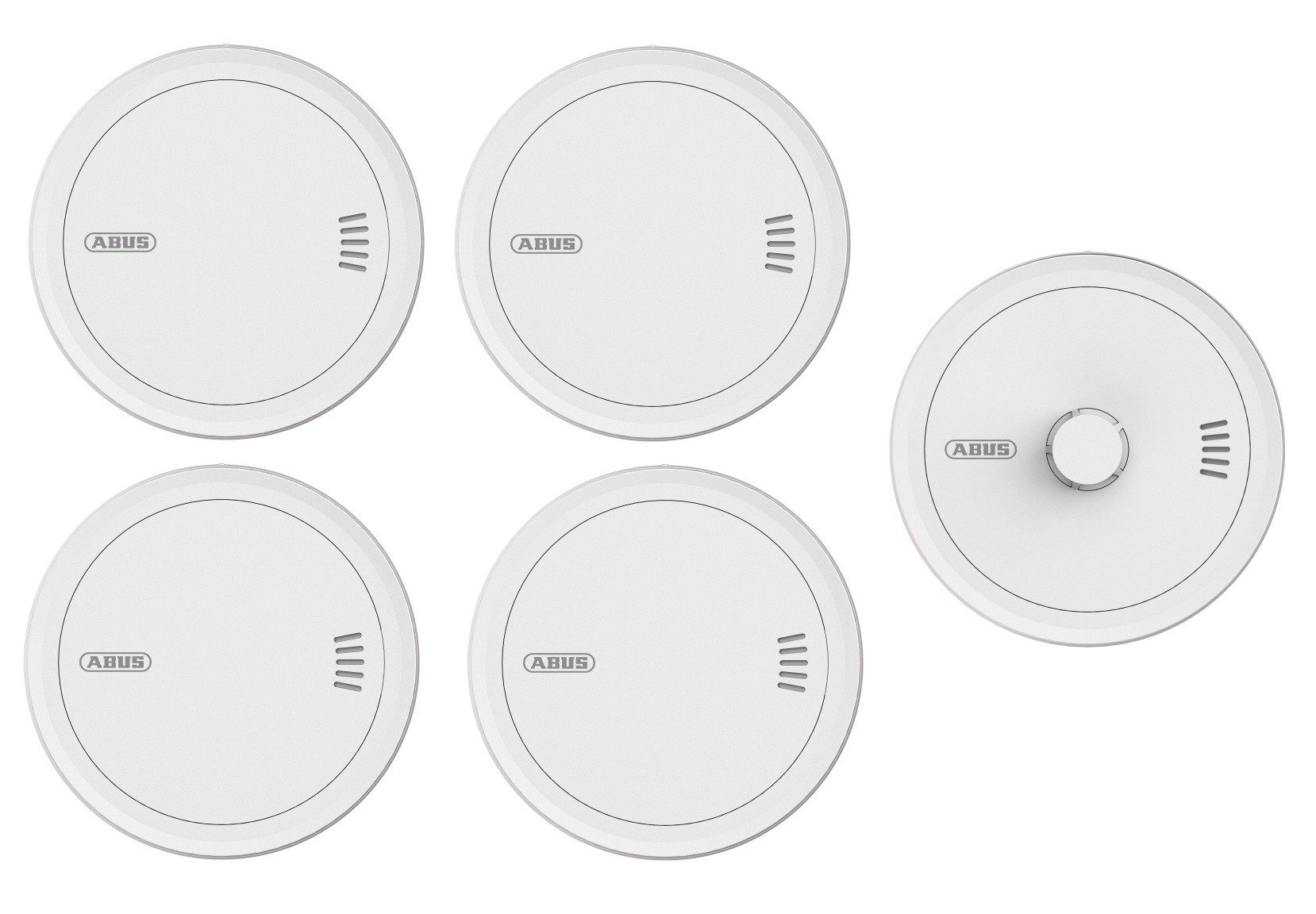 ABUS Rauchmelder PREFIRA 5 - Fehlalarm-Reduzierung - 4er Set + 1x PREVARO Rauchmelder (zertifizierter Rauchwarnmelder mit austauschbaren 5-Jahres-Batterien)