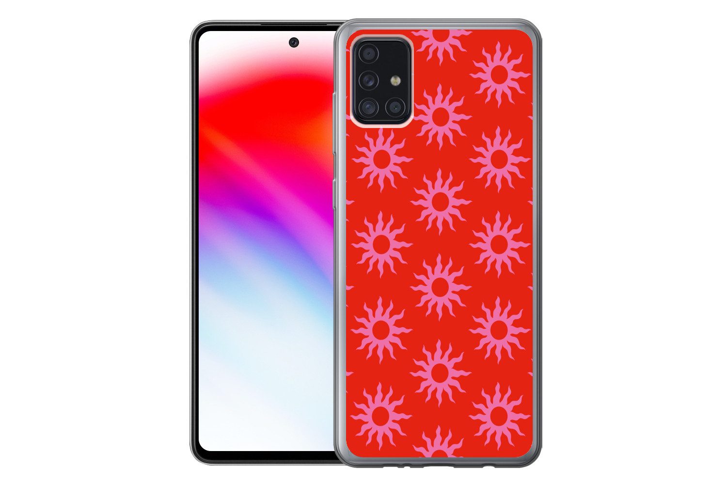 MuchoWow Handyhülle für Samsung Galaxy A52 5G Sonnen - Rot - Rosa - Muster - Sommer, Smartphone-Bumper, Print, Handy Schutzhülle Dünn
