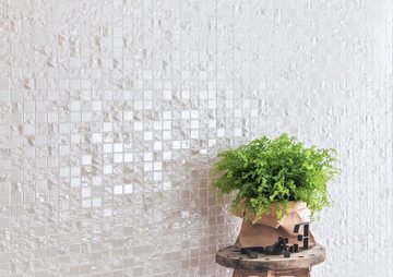 Mosani Mosaikfliesen Keramikmosaik Mosaikfliesen weiß glänzend / 10 Matten