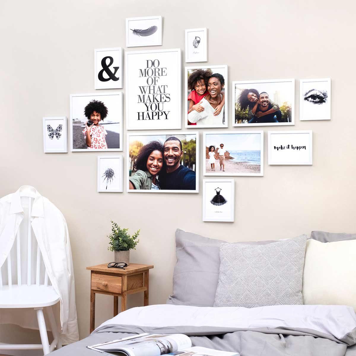 PHOTOLINI Bilderrahmen 14er Set Modern Schmal 10x15 bis 30x40 cm günstig online kaufen