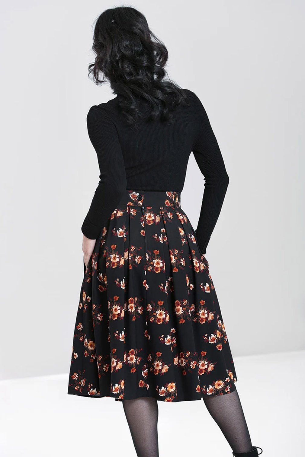 Hell Bunny A-Linien-Rock Orla Vintage Skirt Retro Bundfalten Floral Print günstig online kaufen
