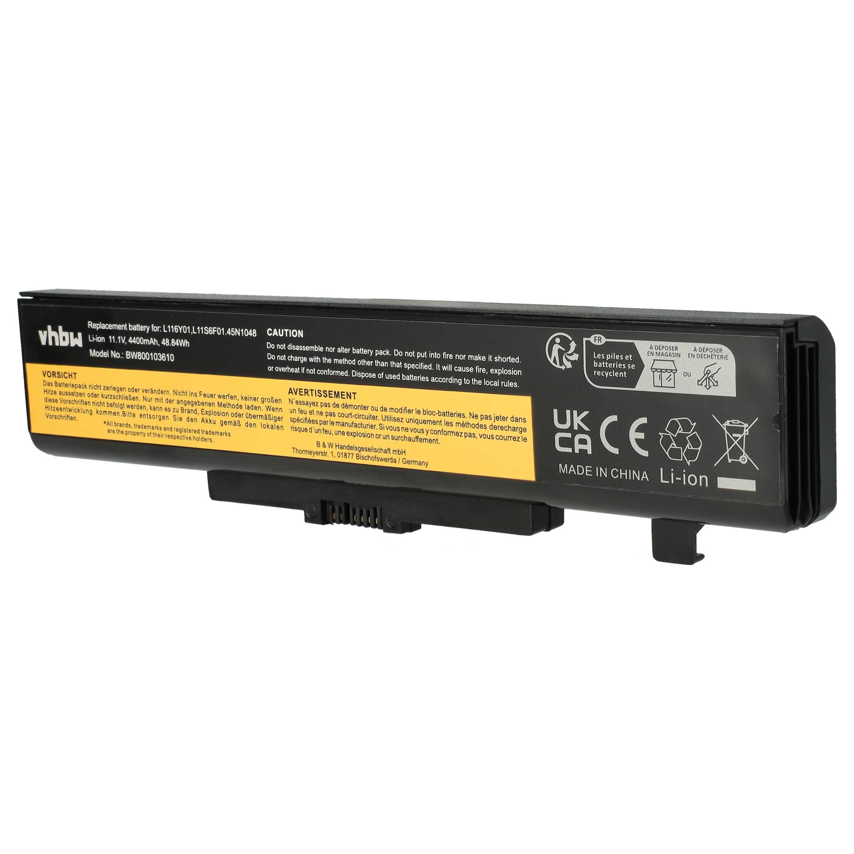 vhbw Akku passend für Lenovo G580, G700, G585, G710, G500 20236, G510, Laptop-Akku Akku Li-Ion 4400 mAh (11,1 V, 1 St), Leistungsfähiger Austausch-Akku für Notebook, Wiederaufladbar, Jede