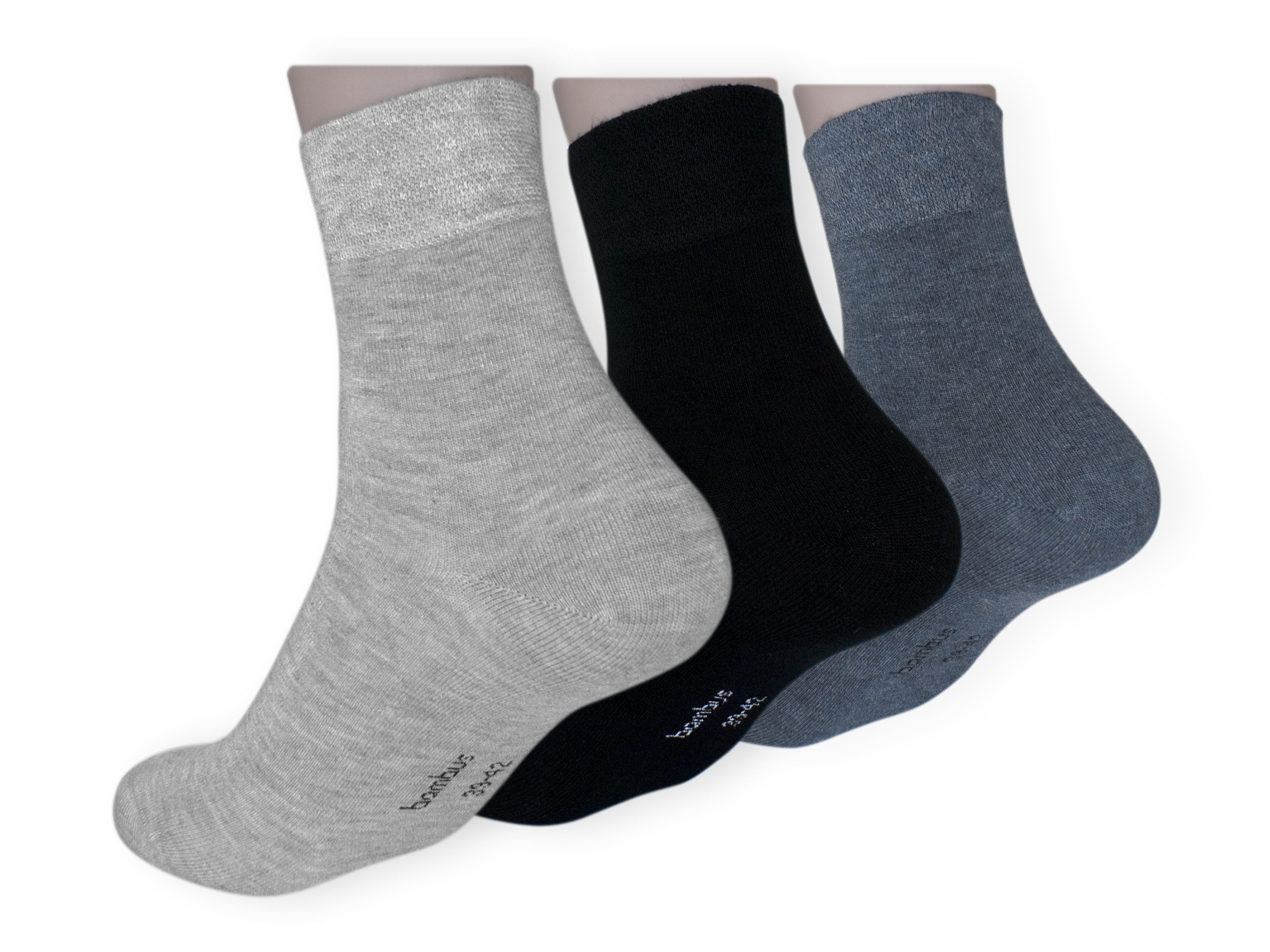 Die Sockenbude Kurzsocken BAMBUS (Bund, 3-Paar, grau, blau, schwarz) mit weichem Komfortbund ohne Gummi