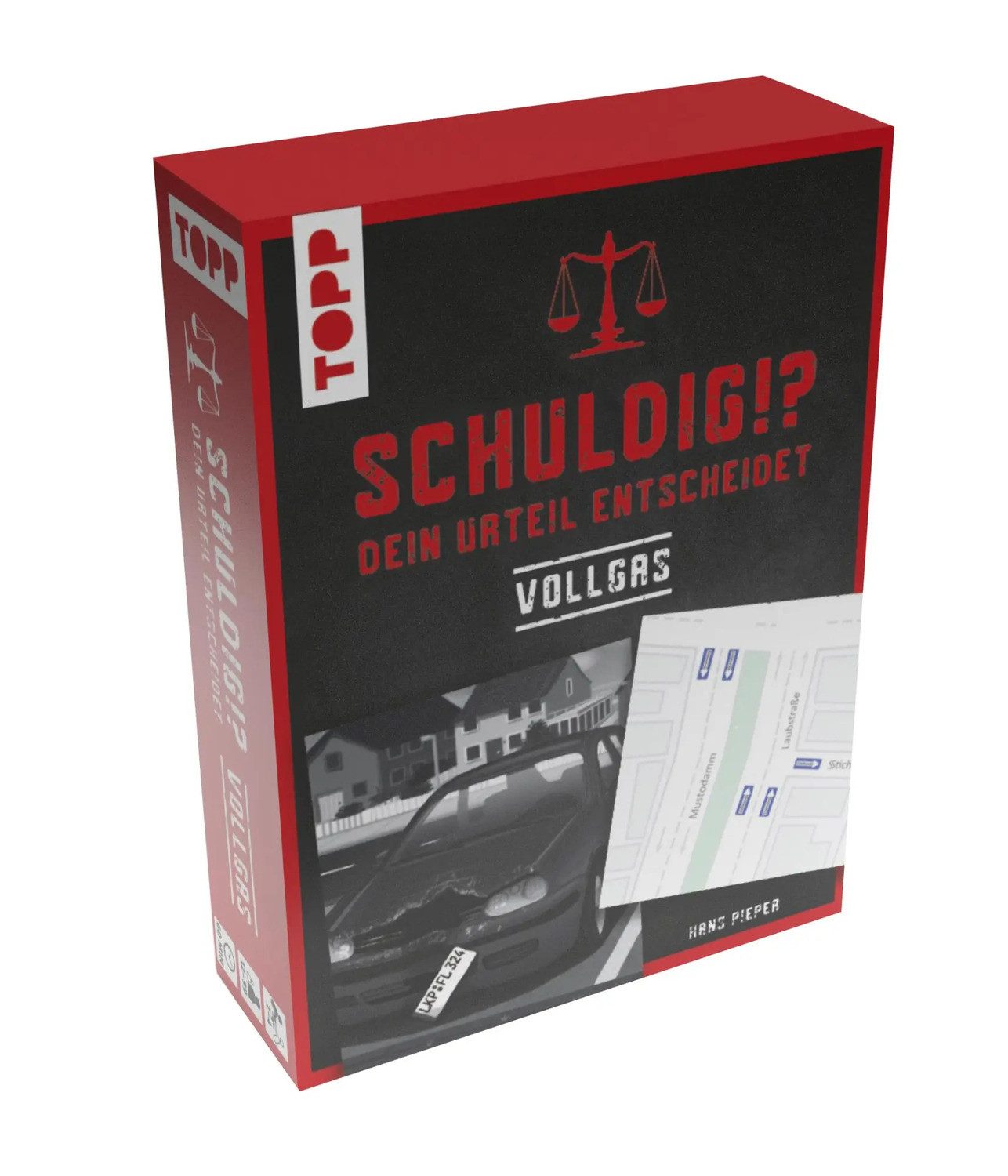 Spiel Schuldig?! Dein Urteil entscheidet - Vollgas. Krimispiel in 50 Karten