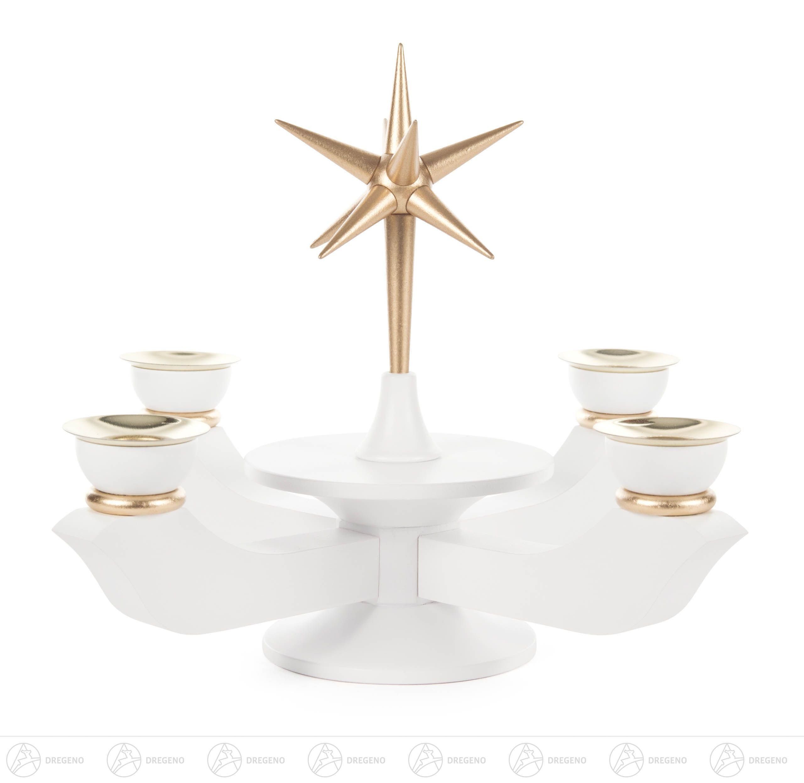 Dregeno Erzgebirge Рождественский подсвечник Рождественский подсвечник mit Stern weiß klein, für Kerzen d=17mm Breite x Hö, mit Stern