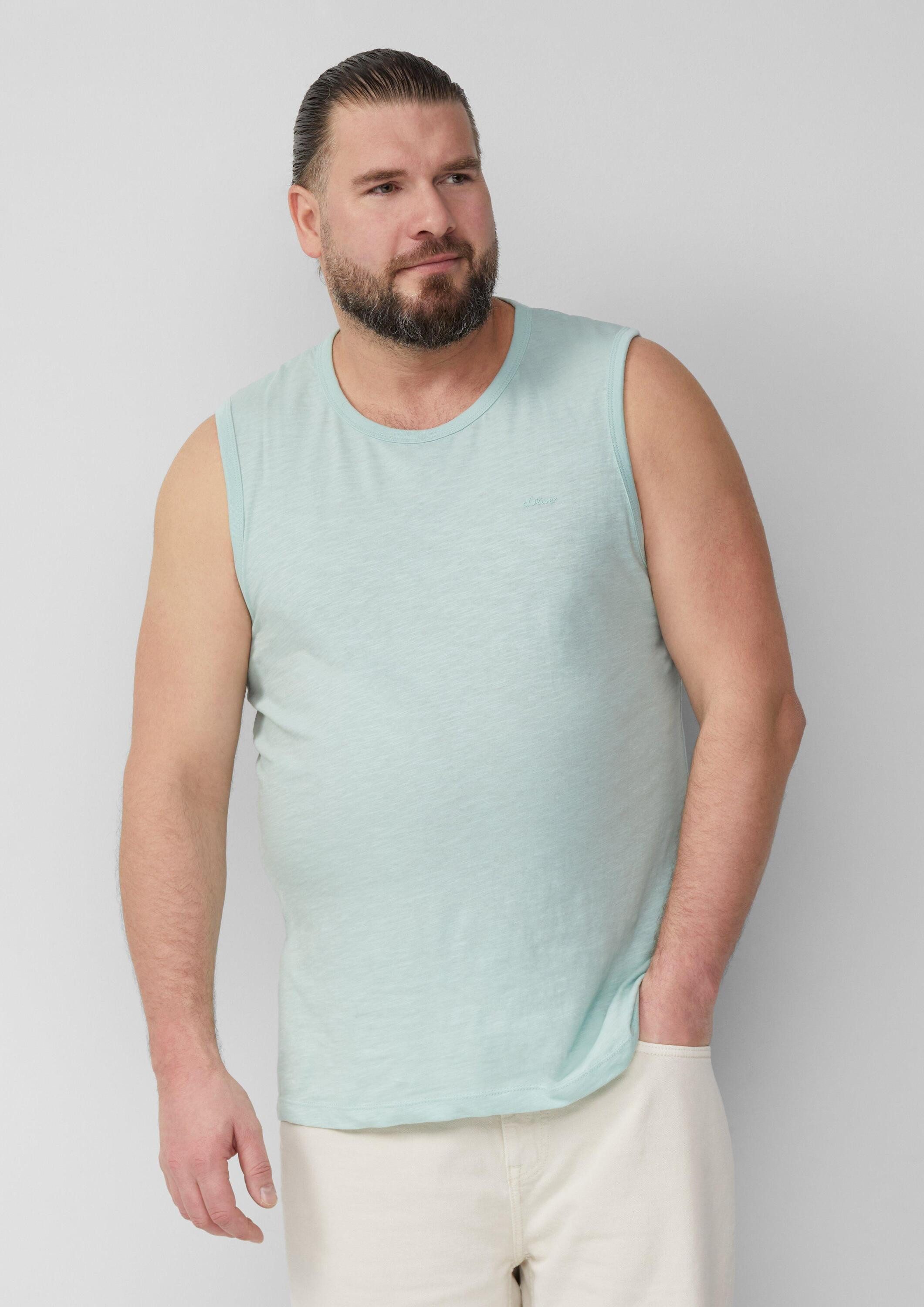s.Oliver Muskelshirt T-Shirt Baumwoll-Tanktop mit Flammgarnstruktur