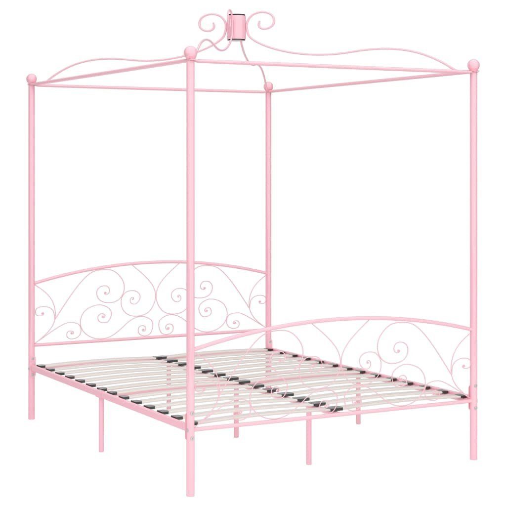 vidaXL Himmelbett 160 x 200 cm Himmelbett-Gestell Rosa Metall 160x200 cm Bett Bettrahmen