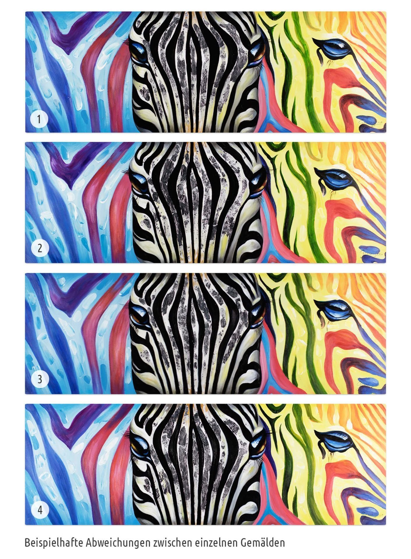 100% Zebra cm, Gemälde 150x50 KUNSTLOFT Psychedelic Wohnzimmer HANDGEMALT Wandbild Leinwandbild