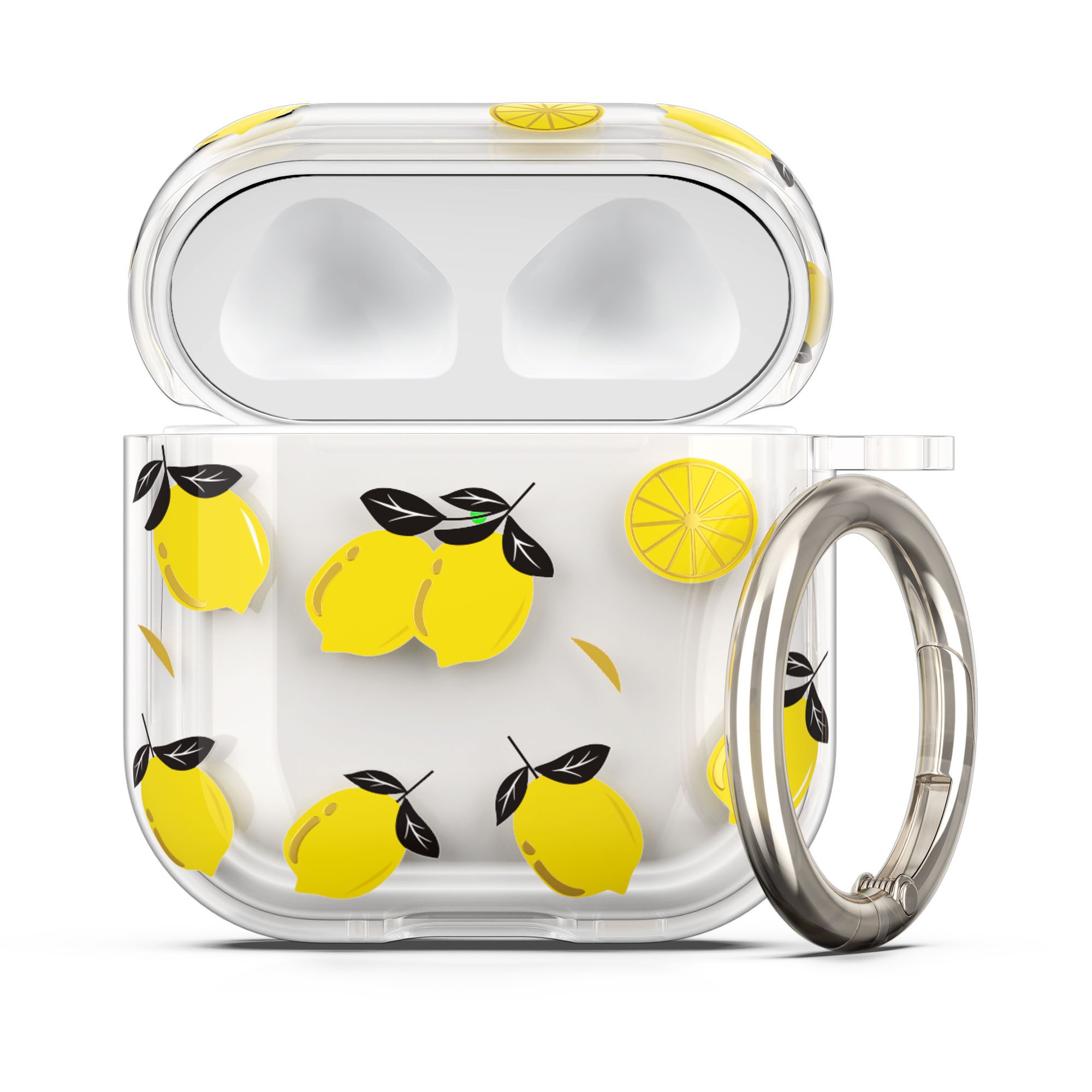 kwmobile Kopfhörer-Schutzhülle Hülle für Apple Airpods 4 Gelb Transparent, Weiche TPU Schutzhülle - Cover Case Zitronen Design