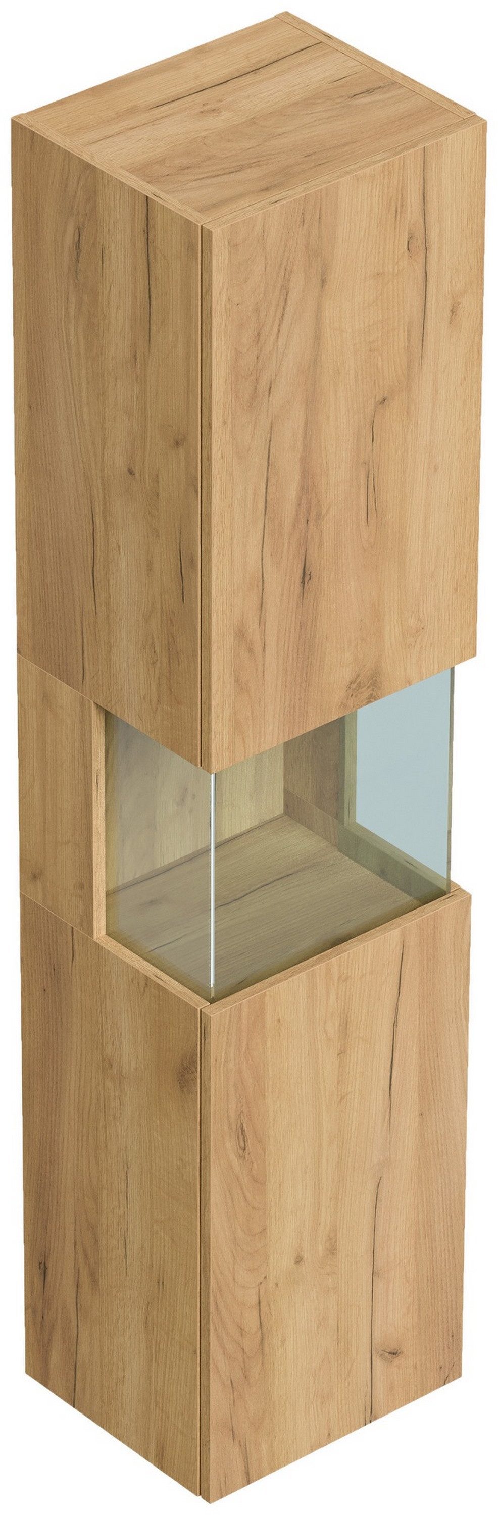 Posseik Hochschrank Badezimmer Hochschrank "Limes 150cm" Glaselement Eiche Gold
