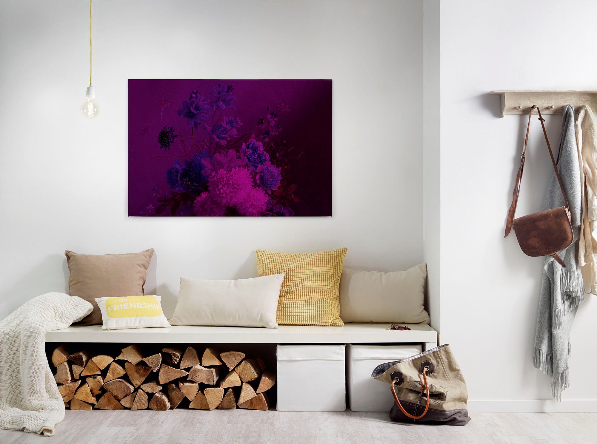 A.S. Création Leinwandbild bouquet vibrant 3, Blumen, Kinder, Kunst (1 St), Keilrahmen Blumen-Strauß Floral Lila Leinwand-Bild Wohnzimmer modern