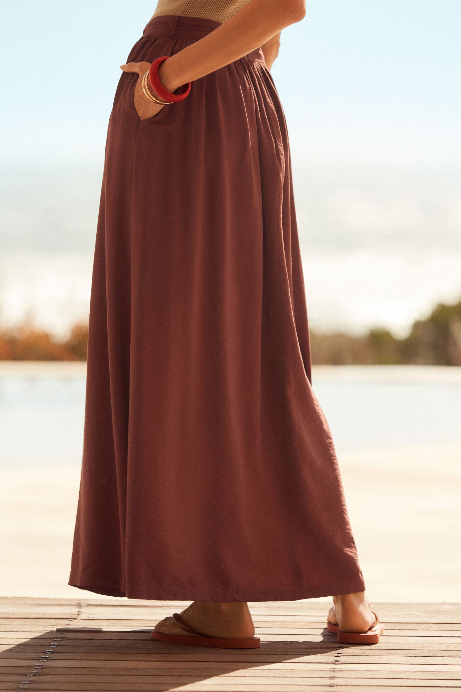 Next Maxirock Strukturierter Maxirock Perlengürtel – Kurzgröße (1-tlg) günstig online kaufen