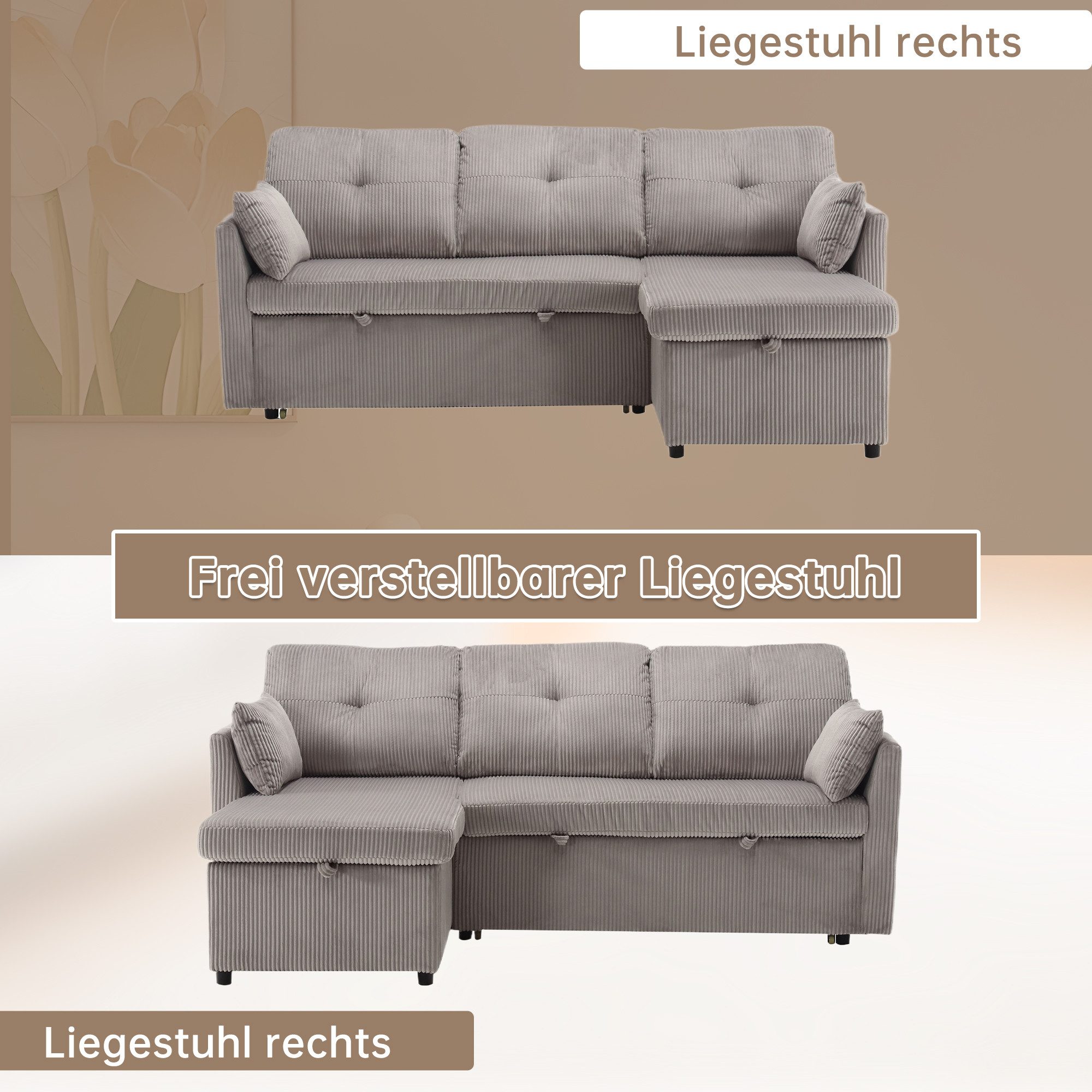 Yorbay Schlafsofa Ecksofa mit Bettfunktion und günstig online kaufen