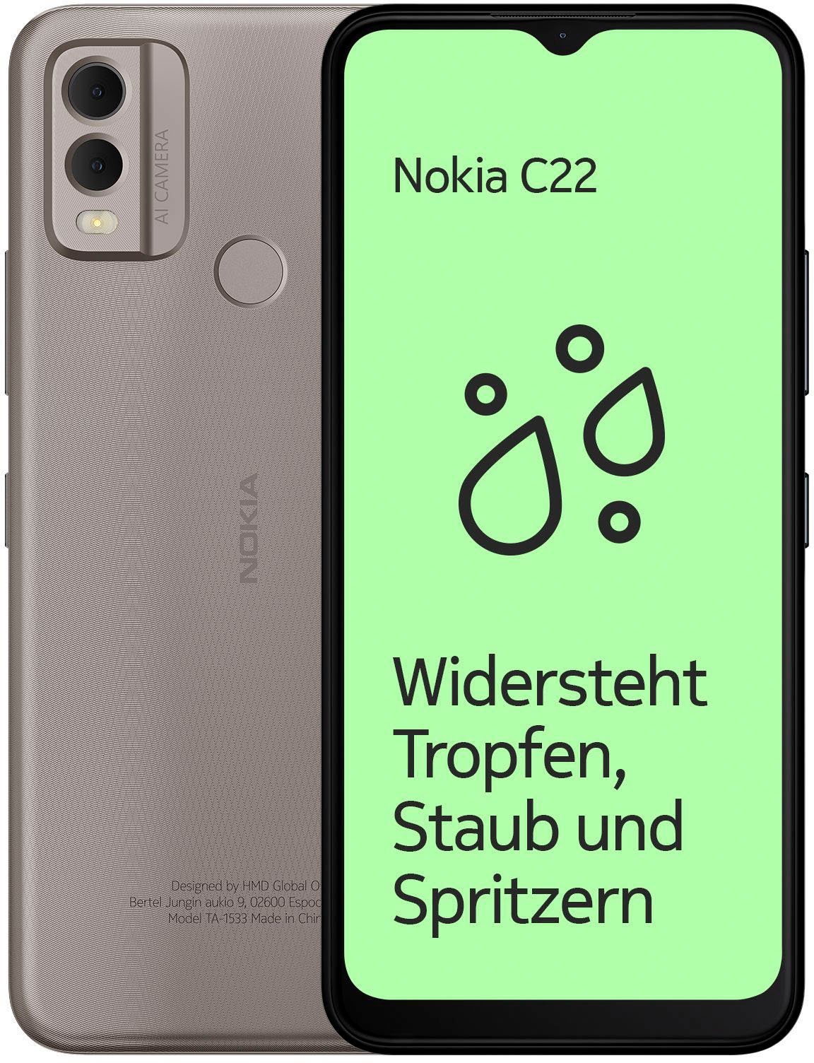 Kamera) 64 Sand 2+64GB MP Nokia Speicherplatz, (16,56 C22, Smartphone Zoll, 13 cm/6,52 GB