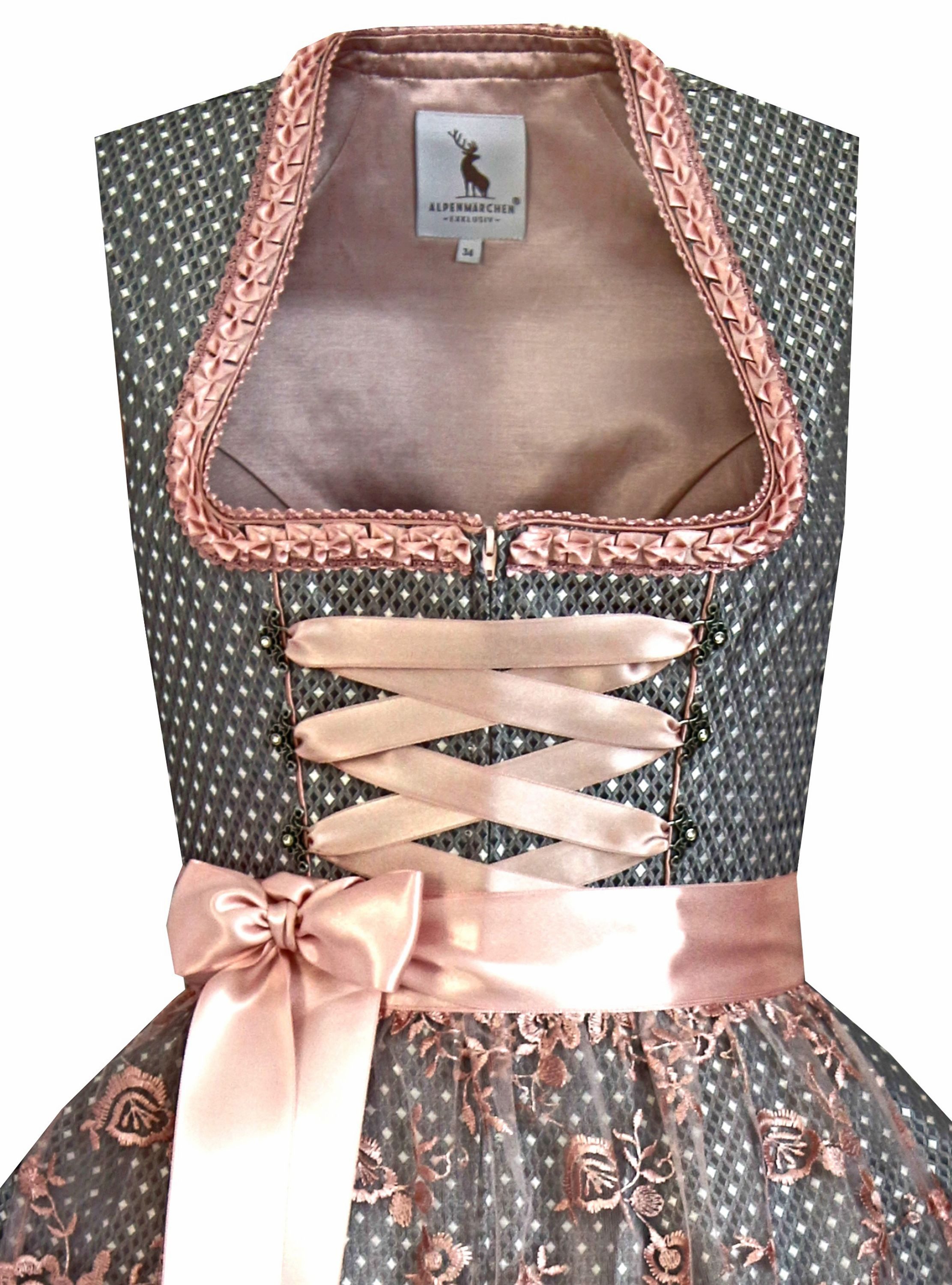 Alpenmärchen Dirndl Dirndl Tilda in grau und rosa - ALM789
