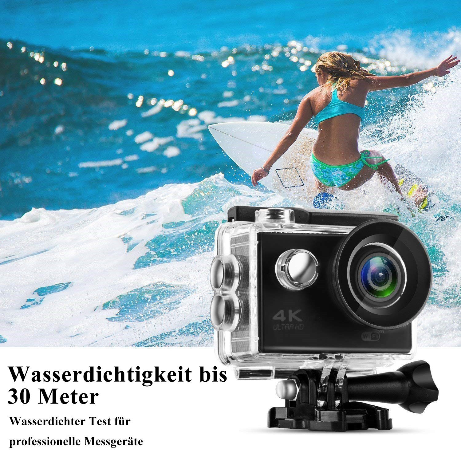 WKamera, (HD, (Wi-Fi) 4K HD-Kamera Sportkamera Videokamera KIKAKO WLAN 170 Weitwinkel 20MP Unterwasser