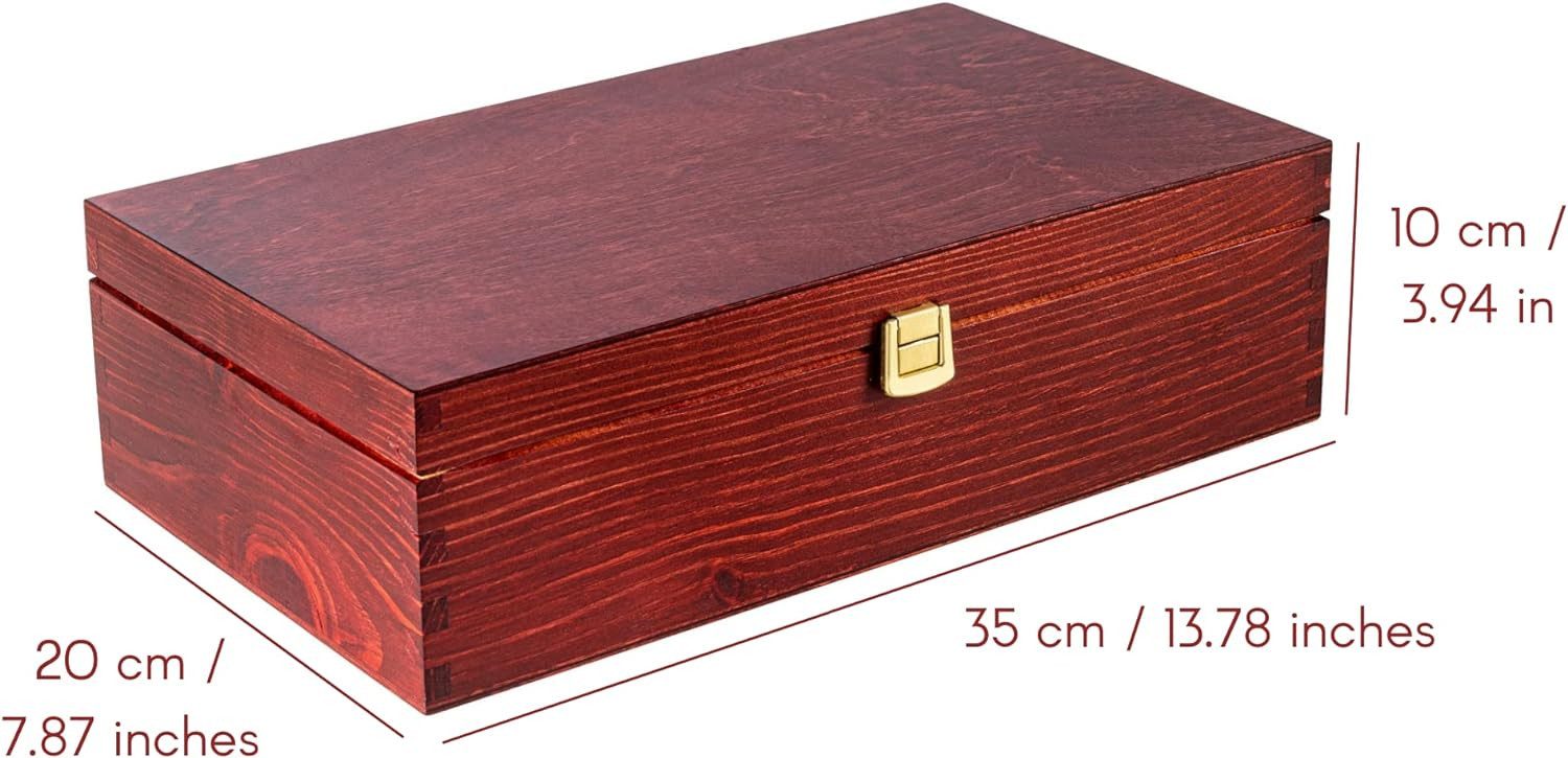 Creative Deco Weinkiste Holzkiste Weinbox für 2 Flaschen mit Deckel und Verschluss, Hochwertiger Verschluss
