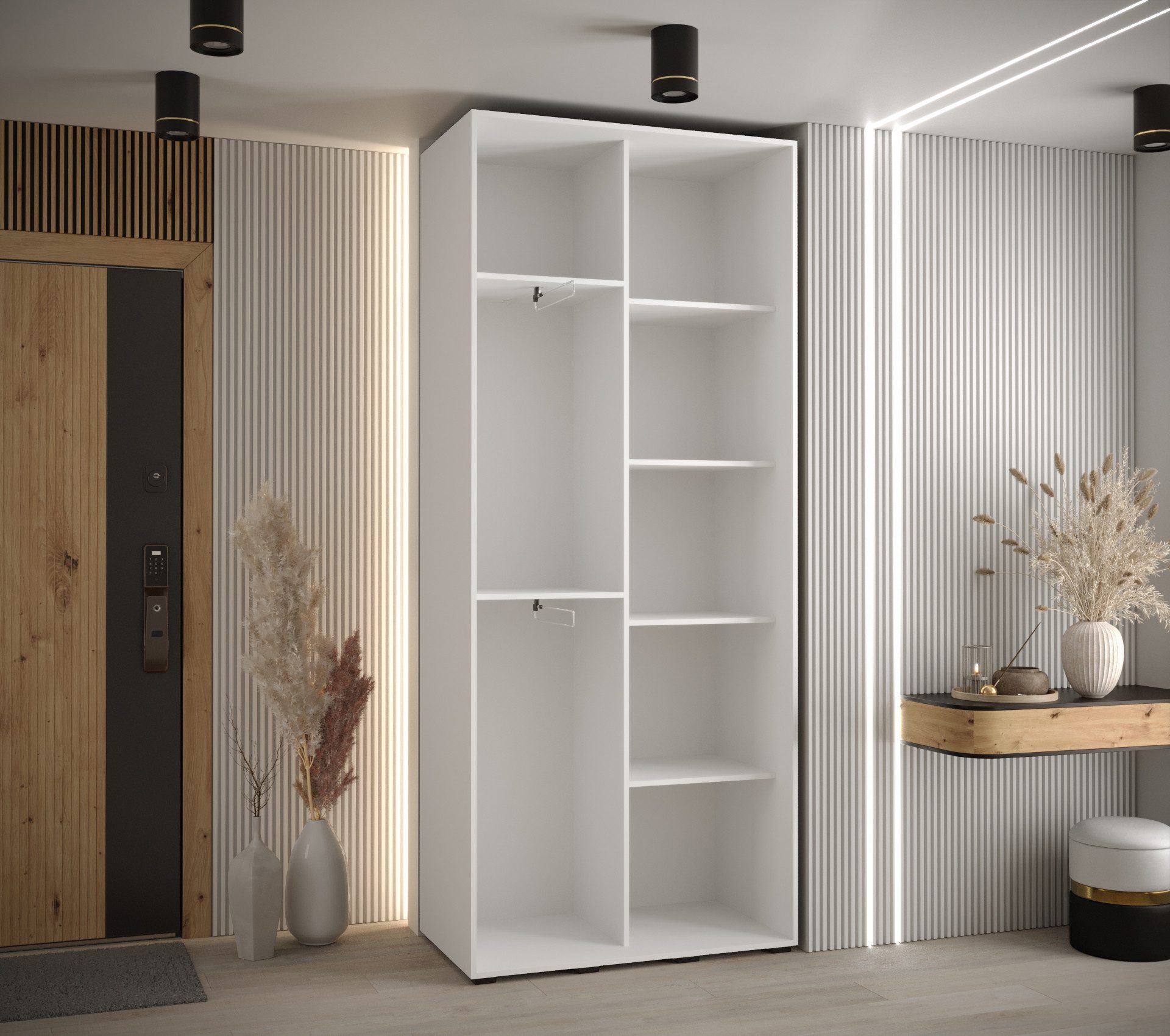 ABIKS MÖBEL Schwebetürenschrank Davos 2 Schlafzimmerschrank mit Spiegel, Kleiderstange und Regalen – Bild 4 von 5