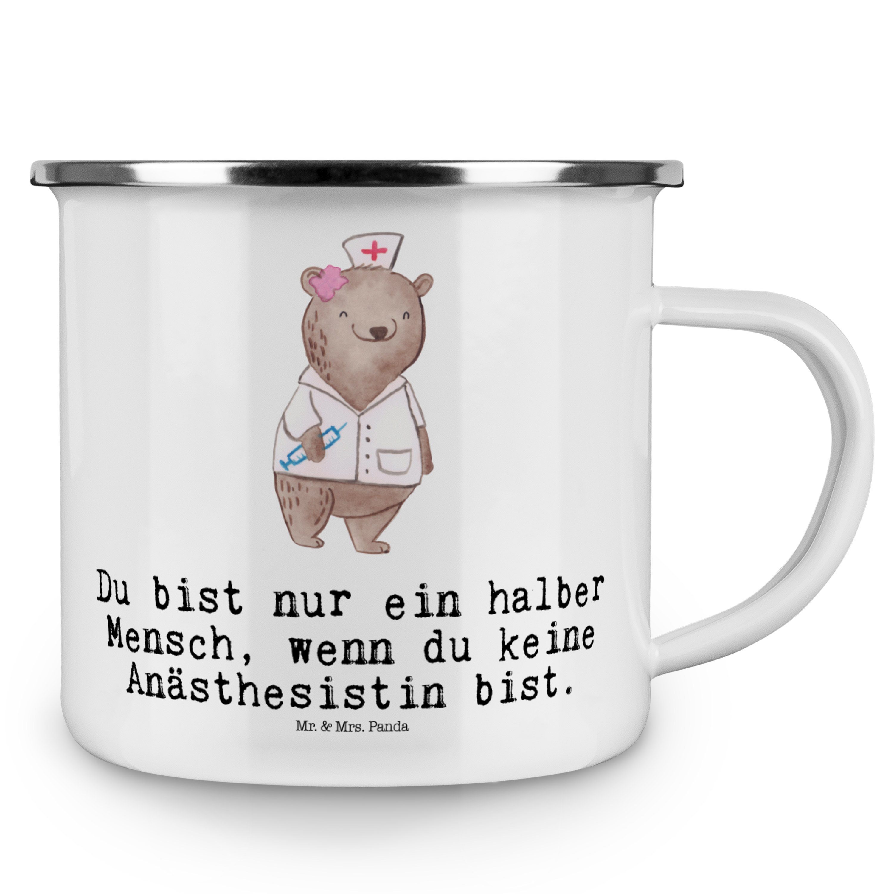 Becher & Mrs. Emaille Panda Herz - Anästhesistin Weiß Geschenk, mit Kollegin, Kaffee B, Studium, - Mr.