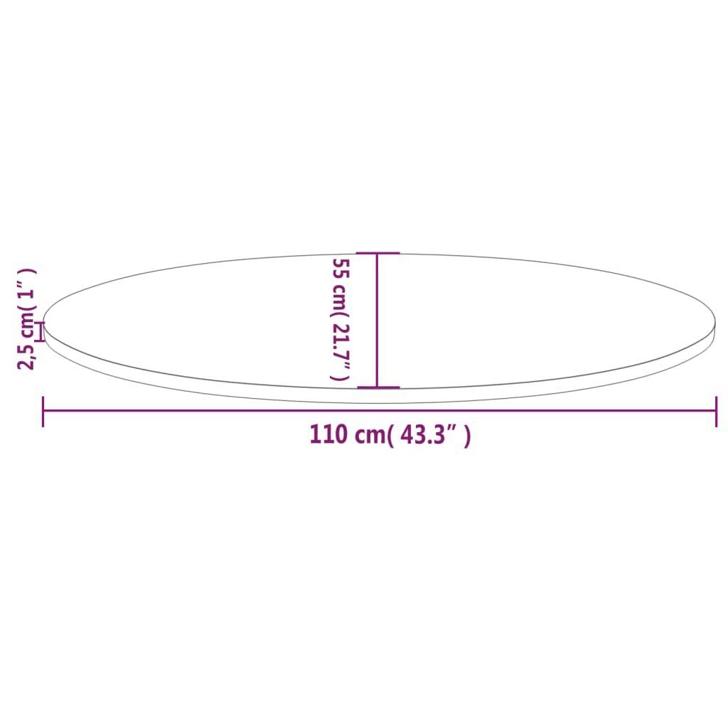furnicato cm Oval Kiefer St) Massivholz 110x55x2,5 Weiß Tischplatte (1