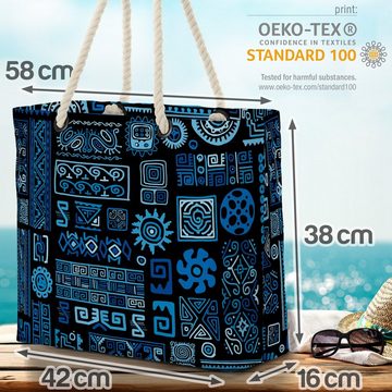 VOID Strandtasche (1-tlg), Ethno Design Blau Muster Safari Indigen Dekor gemustert indigene urei
