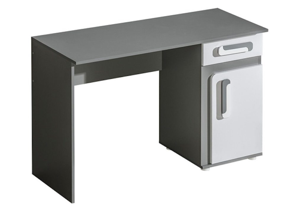 Feldmann-Wohnen Schreibtisch Apetito, 120cm wählbar 1 1-türig, weiß Griffe Korpusfarbe anthrazit und Schublade Front