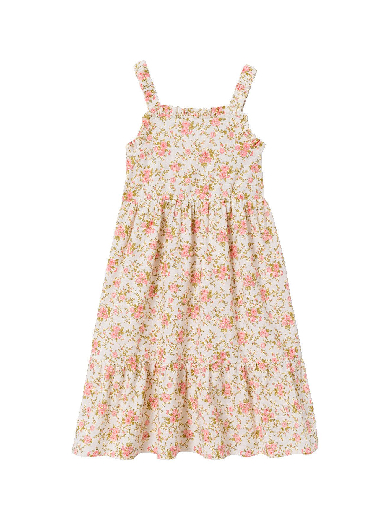 vertbaudet Maxikleid Midi-Kleid mit Blumenmuster Mädchen, Baumwolle